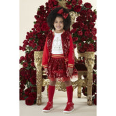 A'Dee Girls Red Sequin Skirt Set